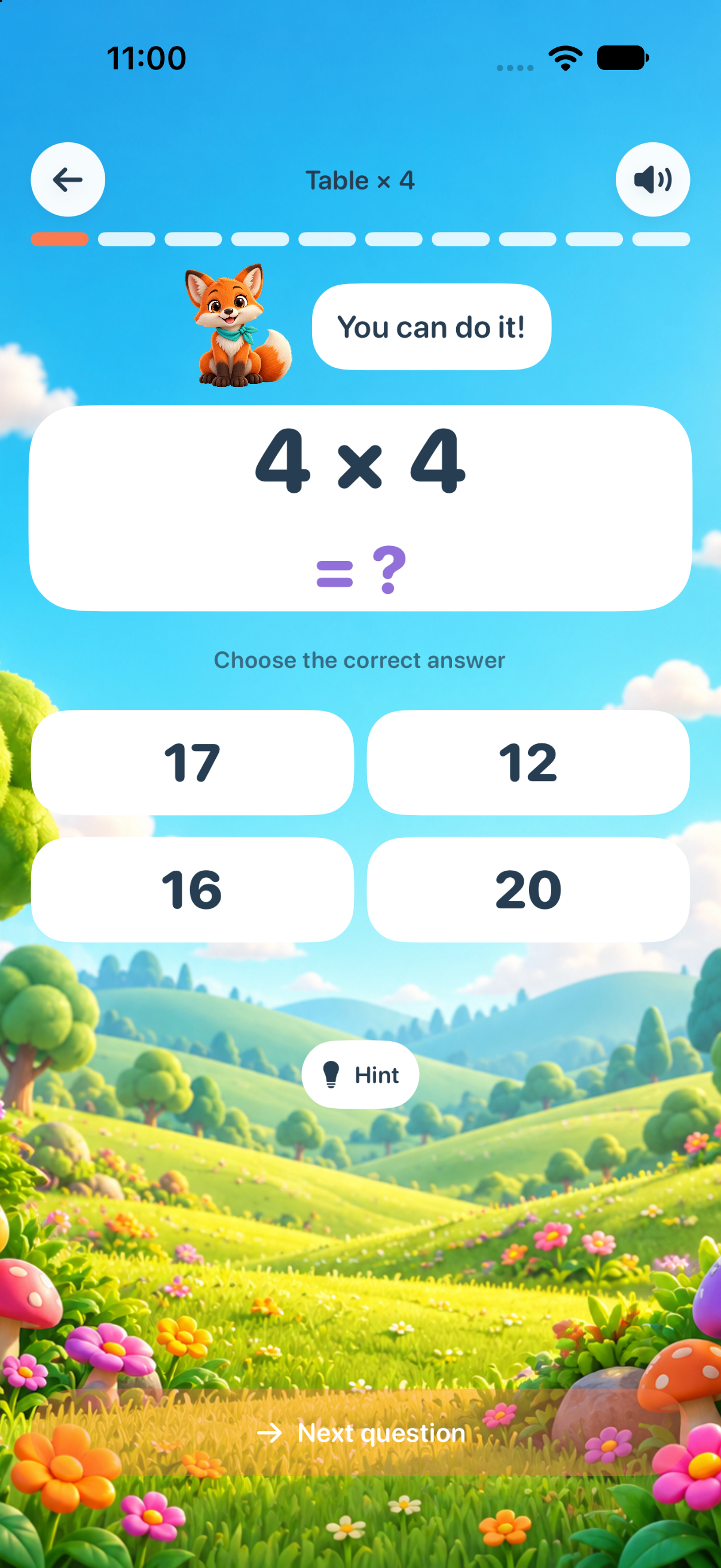 Foxik multiplication question with four answer choices